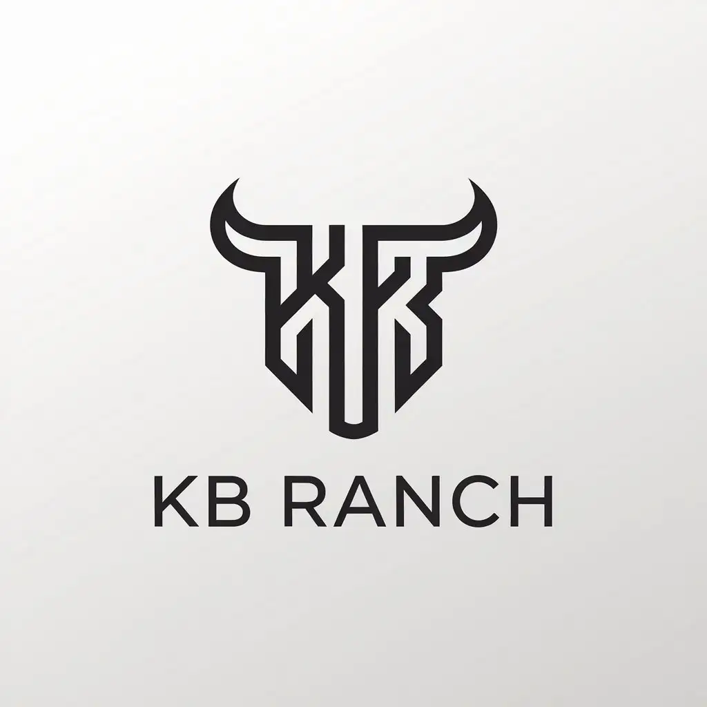 LOGO Design for KB Ranch Vector with Bulls Head and Minimalistic KB Symbol