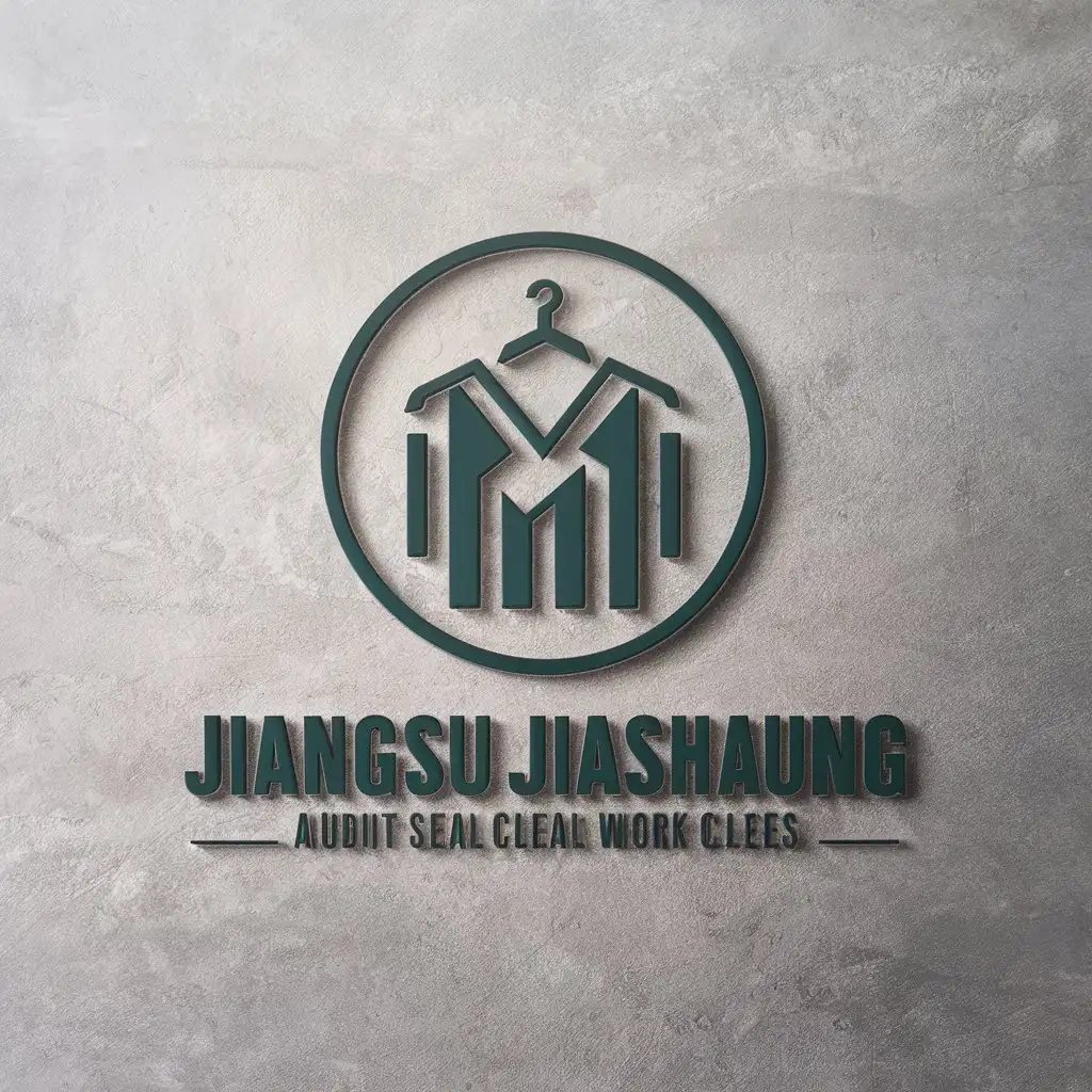 a vector logo design,with the text "Jiangsu Jiashaung", main symbol:audit seal audit work clothes,complex,be used in Legal industry,clear background