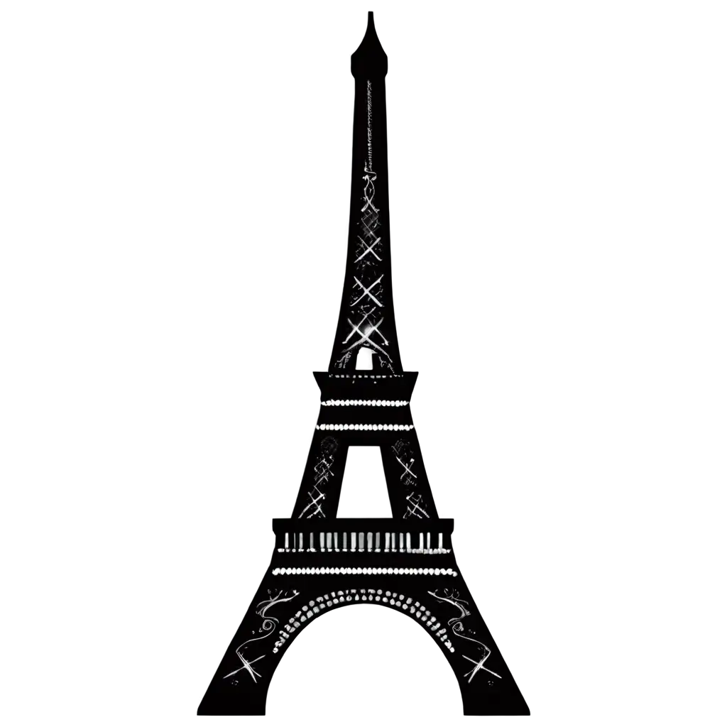 Christmas-Decorated-Eiffel-Tower-Black-and-White-PNG-Image-for-Stunning-Visual-Appeal