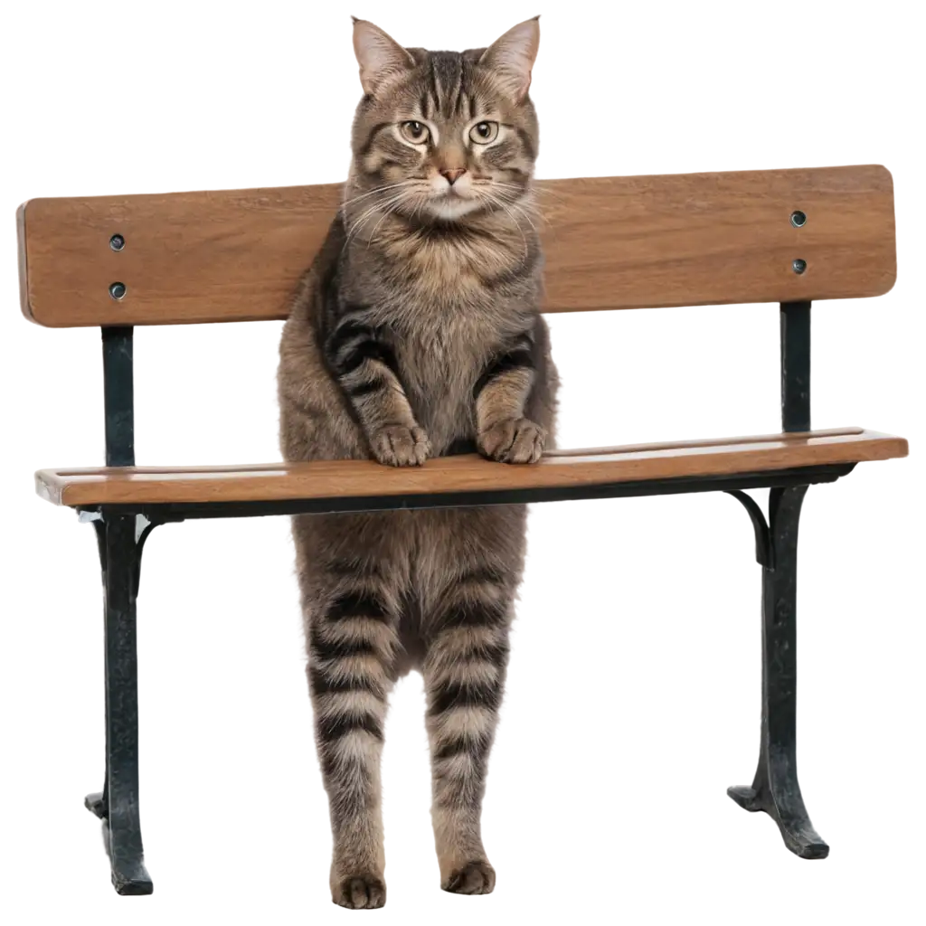 PNG-Image-of-a-Cat-Standing-on-a-Bench-HighQuality-Visual-Representation