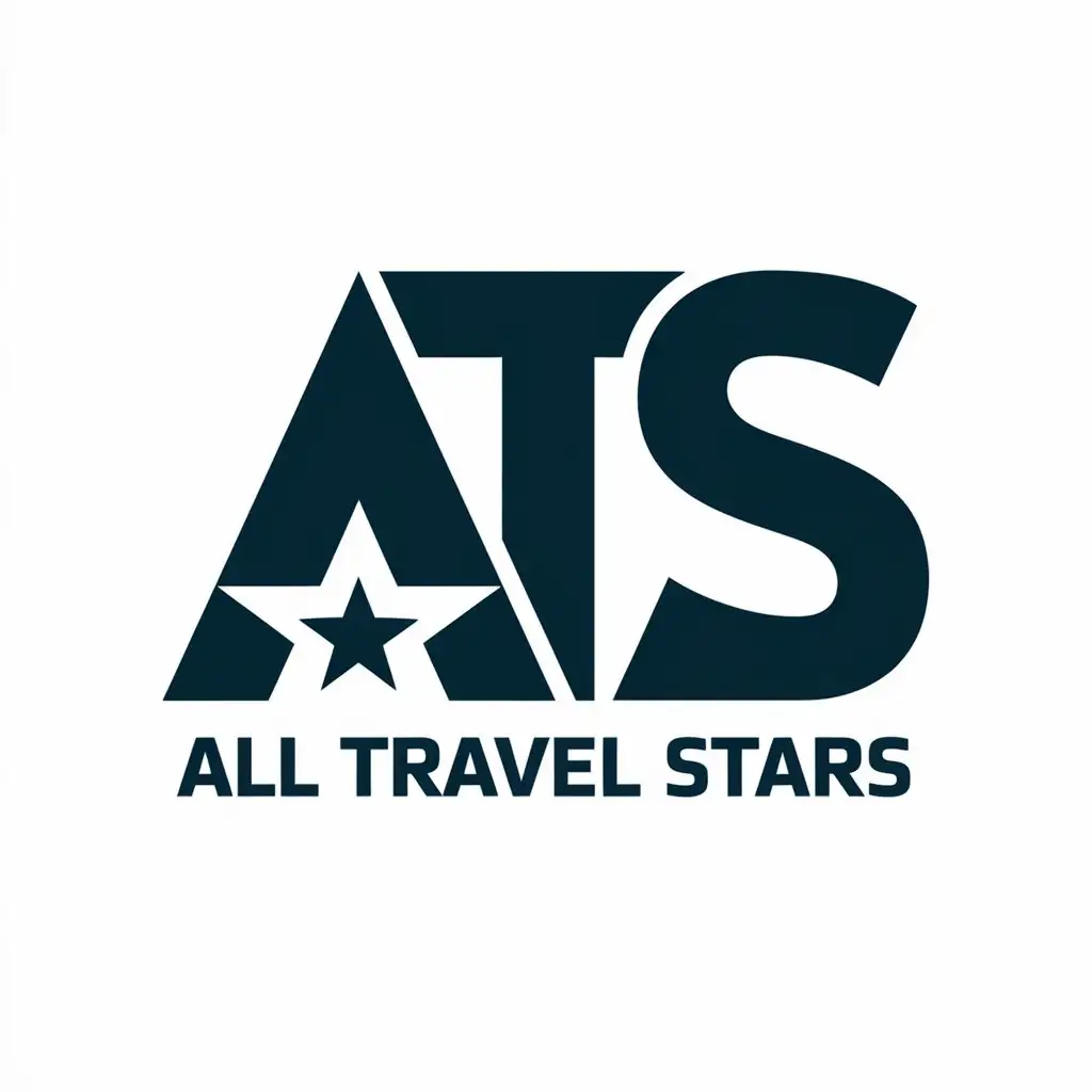 a vector logo design,with the text "All Travel Stars", main symbol:ATS,Moderate,be used in Travel industry,clear background