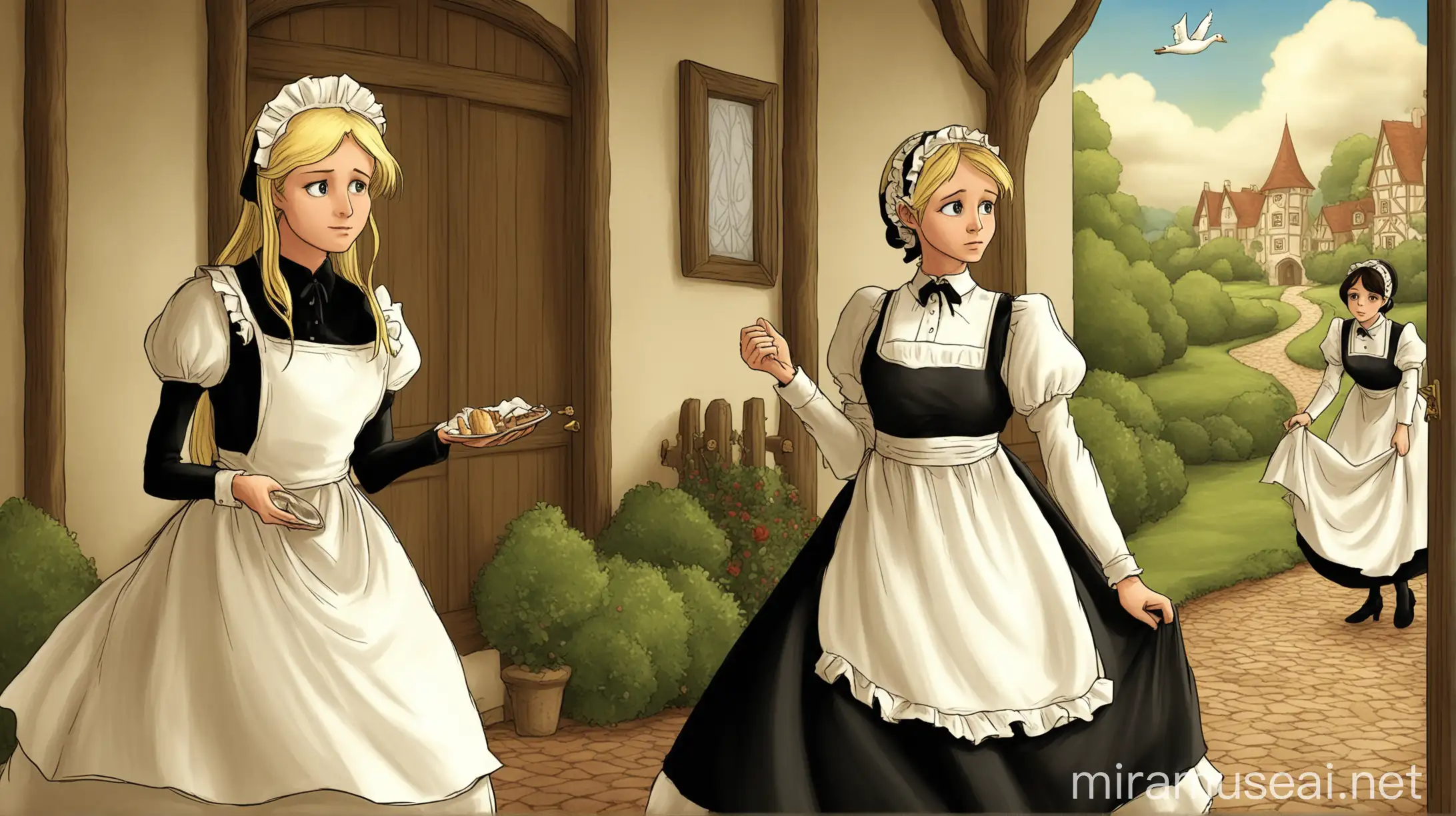 Princess and Chambermaid Journeying to Fiancs Castle