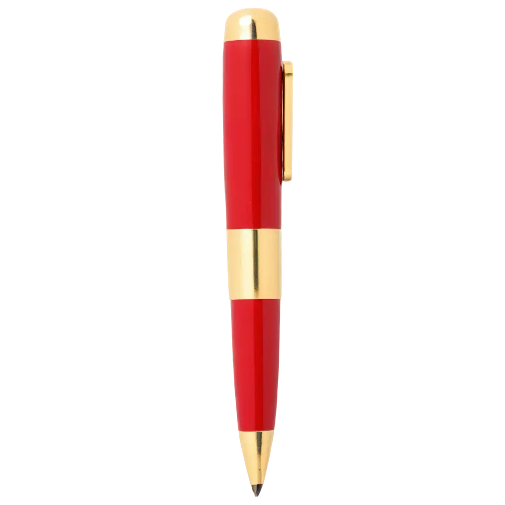 Red-Pen-with-Golden-Cap-PNG-HighQuality-Transparent-Image-for-Diverse-Uses