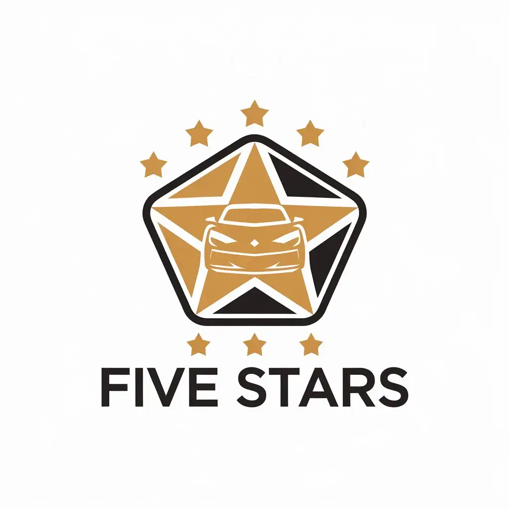 LOGO-Design-for-FIVE-STARS-Pentagon-Shape-with-Car-Theme-for-Retail-Industry