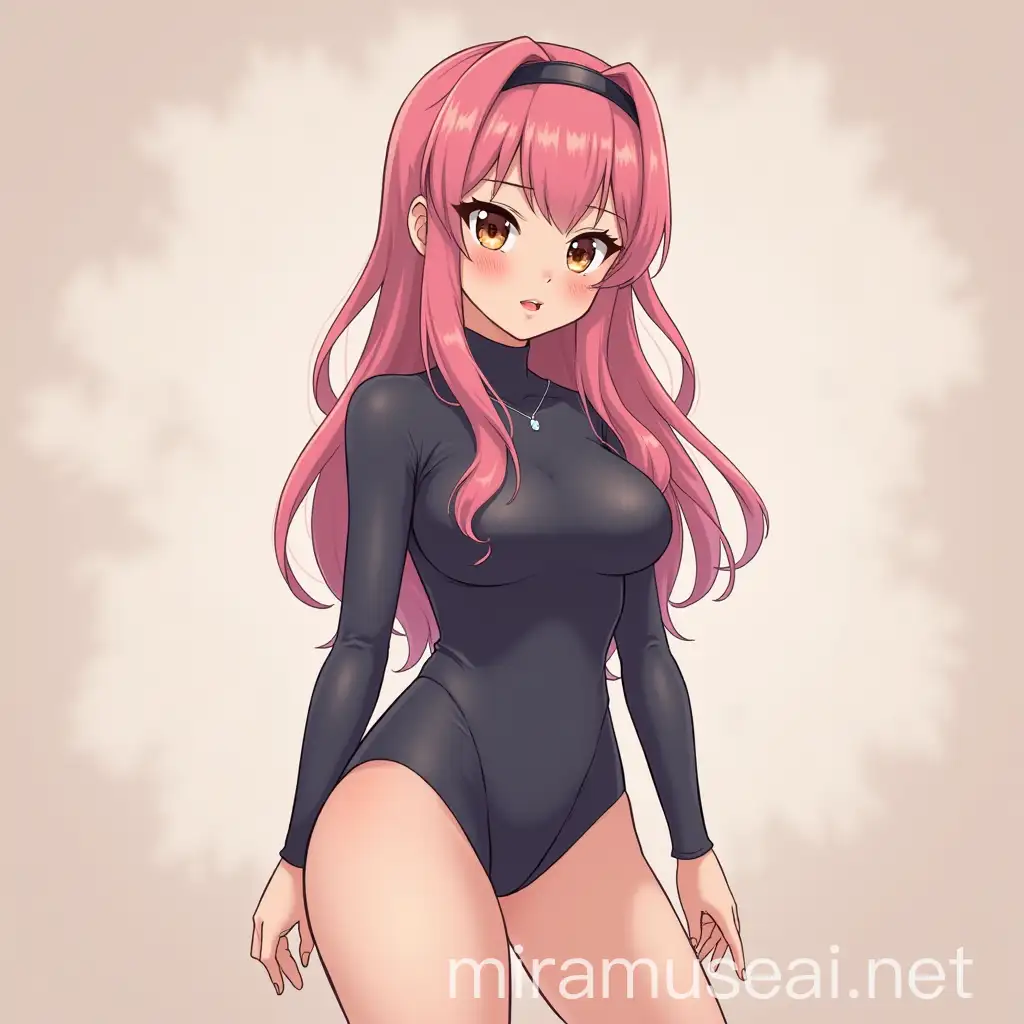 Full Body Anime Girl in Long Sleeve Leotard