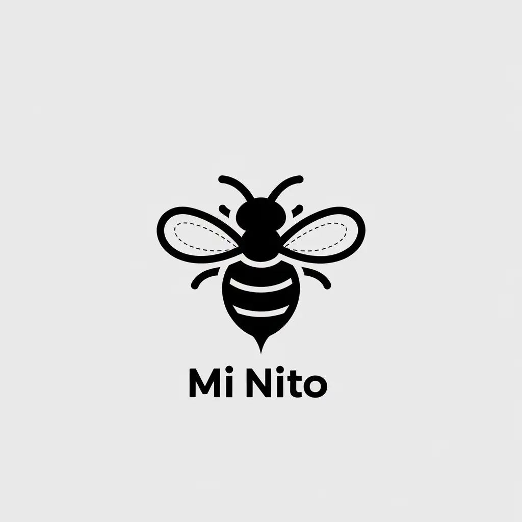 LOGO Design for Mi Nito Minimalistic Bee with Stitched Wings and Thread