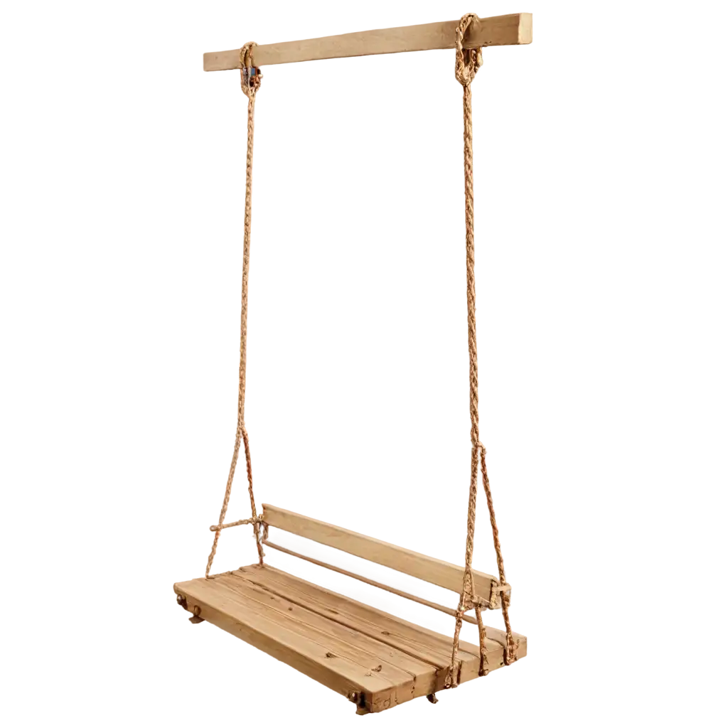 HighQuality-PNG-Image-of-a-Wooden-Swing-Swinging-Capturing-Serenity-in-Motion