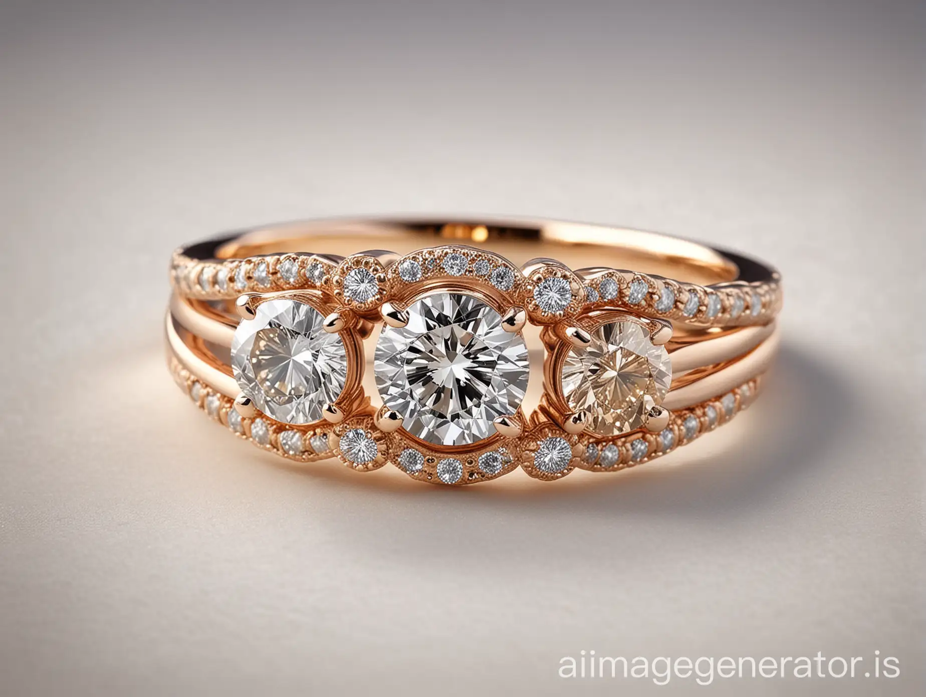 Elegant-ThreeStone-Diamond-Rings-in-White-Yellow-and-Rose-Gold