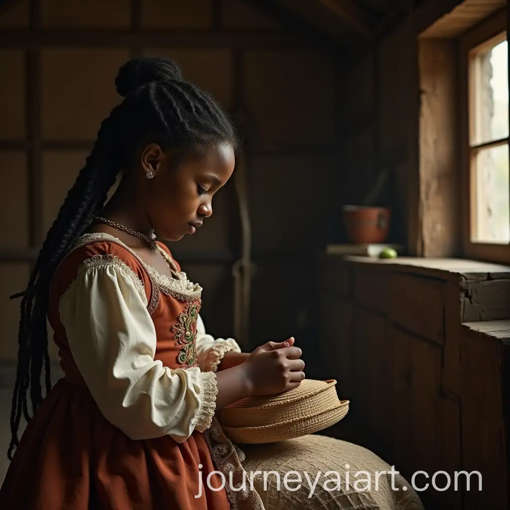 Black-Girl-Making-a-Hat-in-a-Vintage-Hut-in-1544