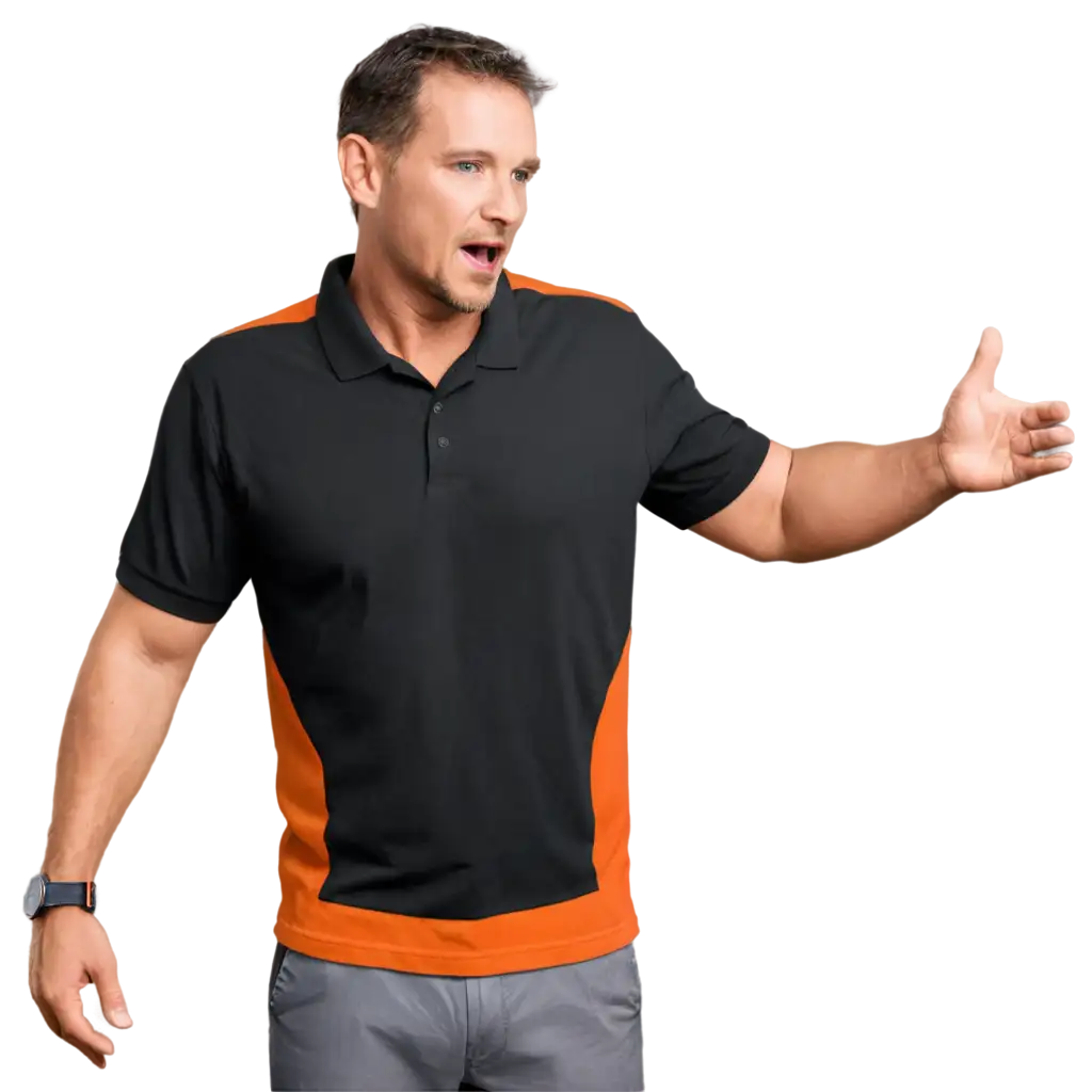 HighQuality-PNG-Image-of-Black-and-Orange-Sports-Polo-Shirt-for-Advertising-a-Car-with-Sound