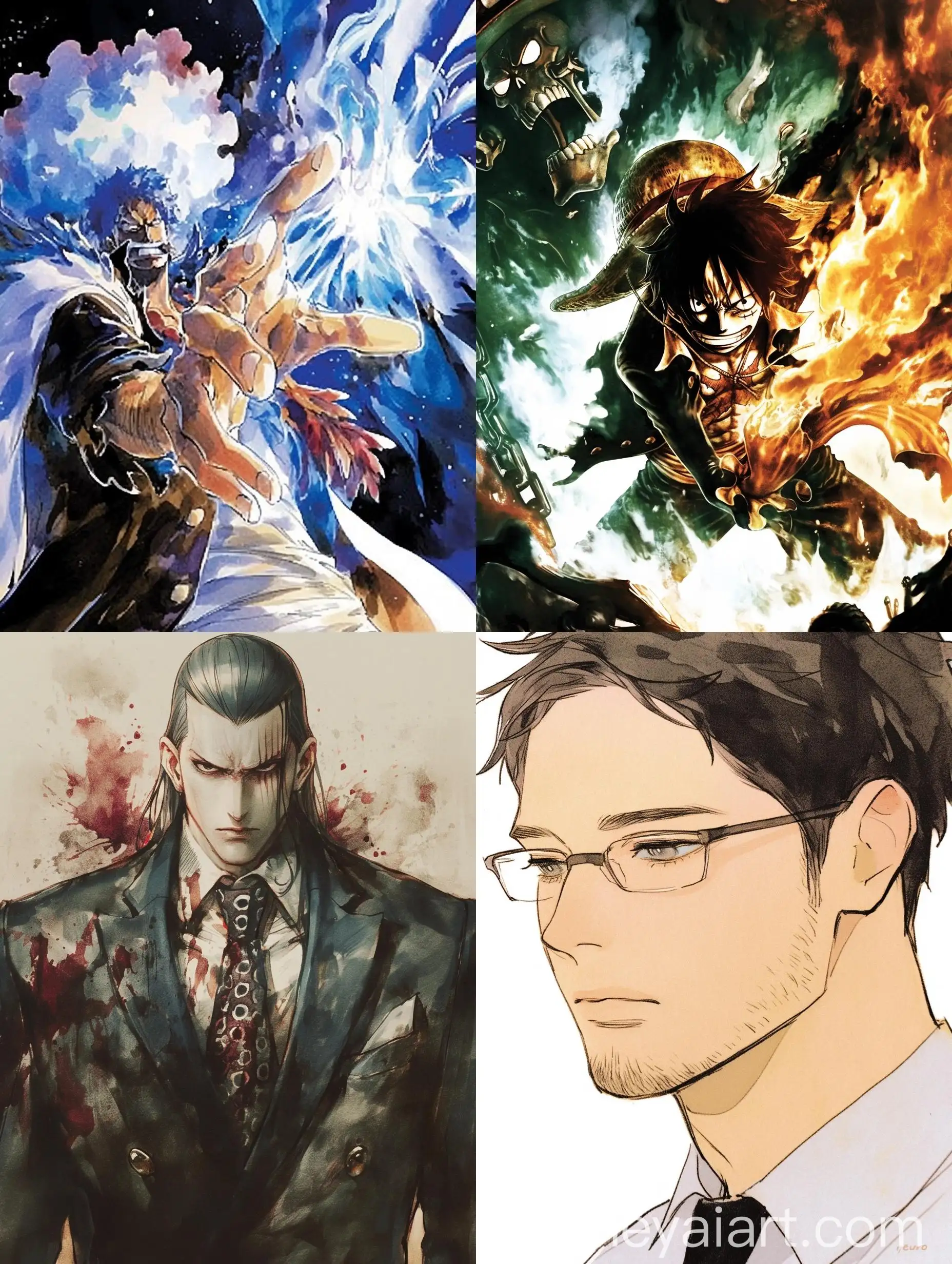 Watercolor-Manga-Character-in-Black-Suit-One-Piece-Style