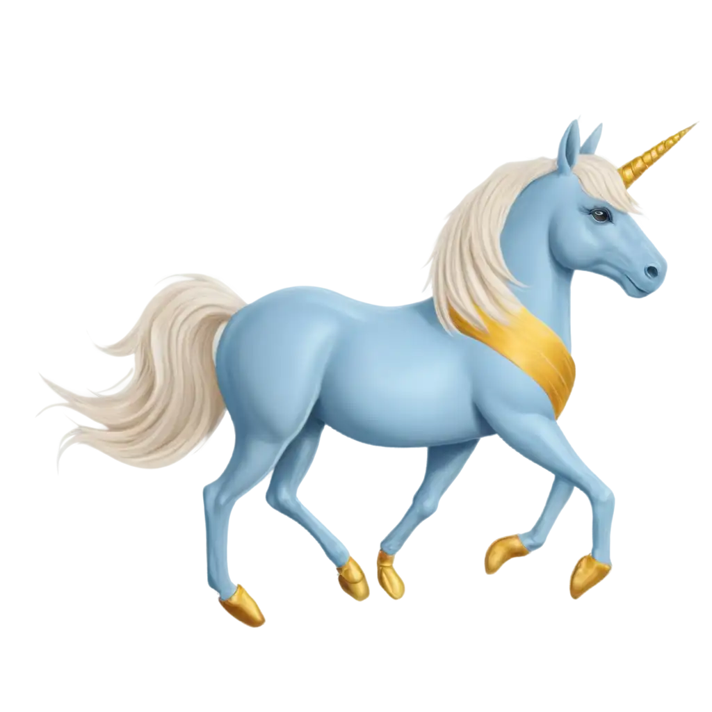 BlueWhite-Unicorn-with-a-Yellow-CrescentShaped-Horn-PNG-A-Magical-HighQuality-Image-for-Various-Uses