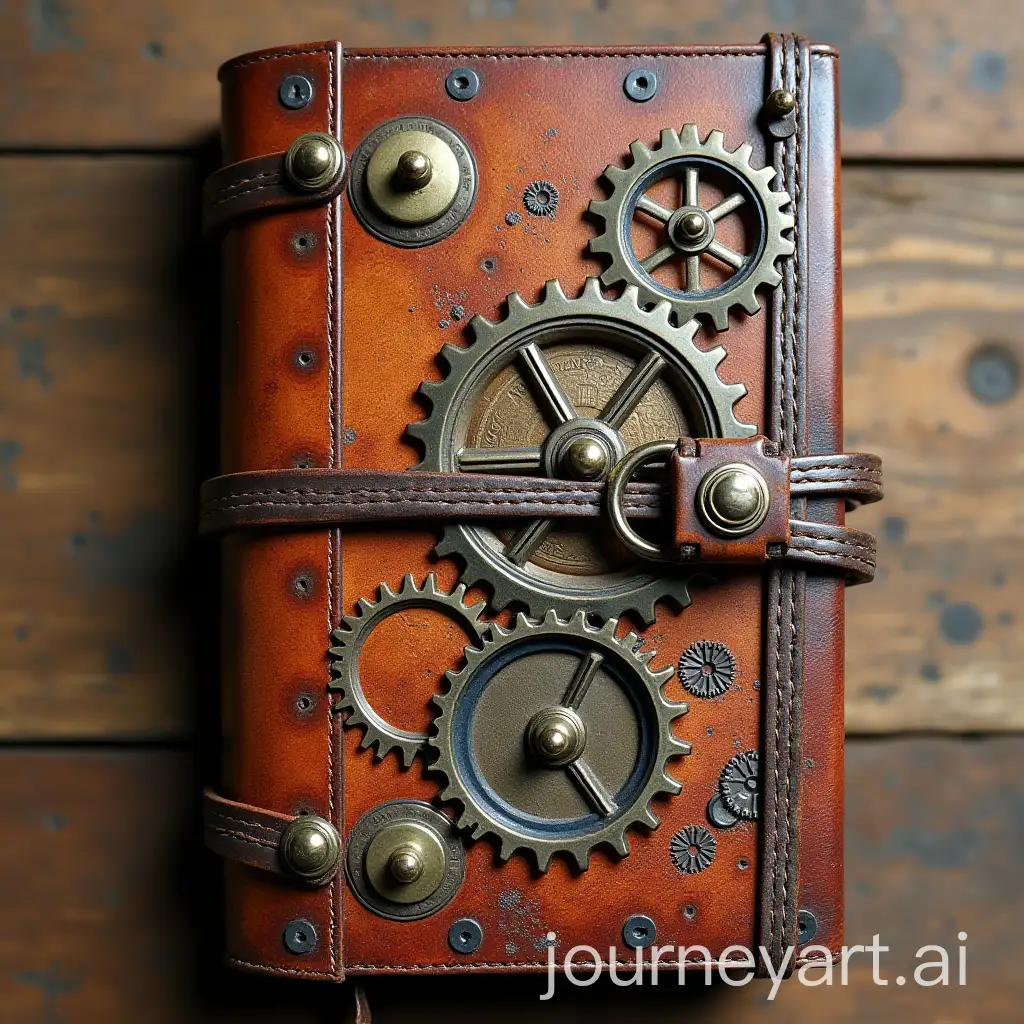 Steampunk-Travel-Notebook-with-Gears-and-Rivets