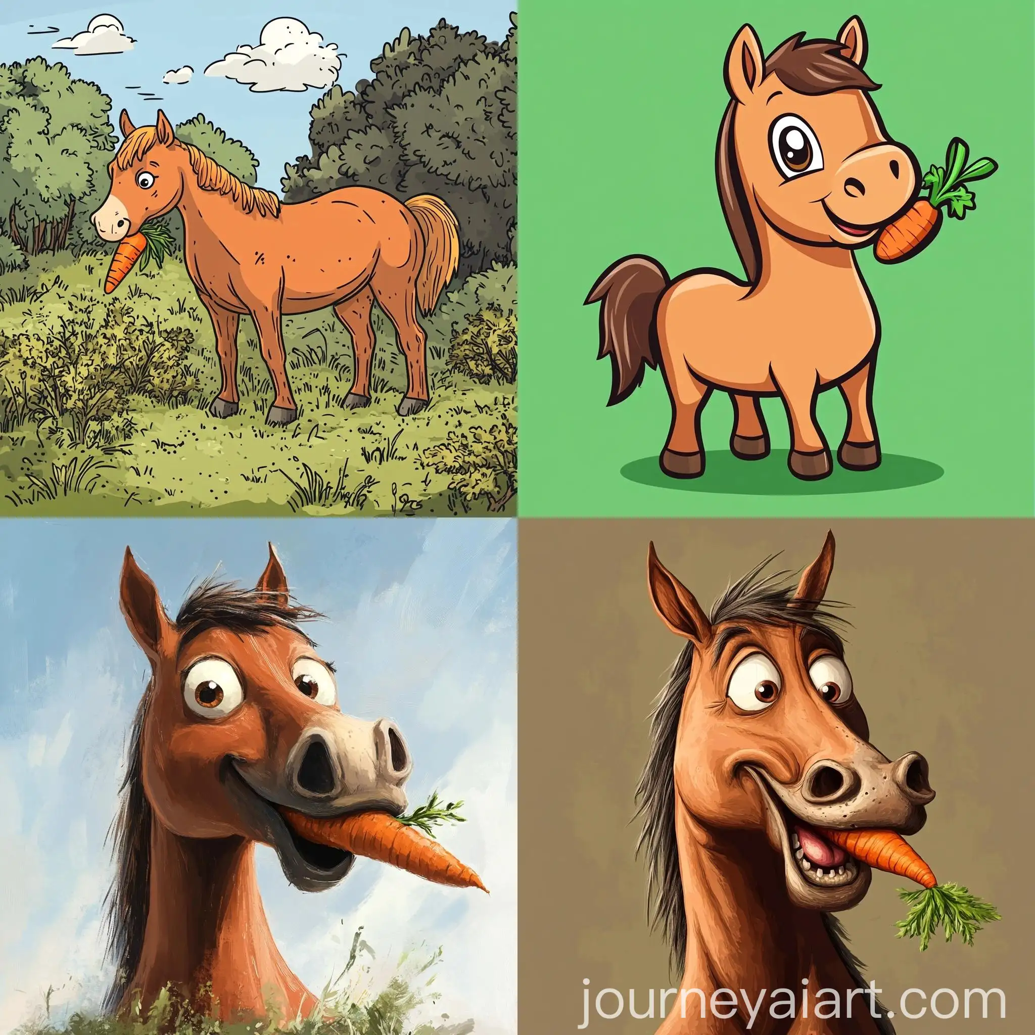 Cartoon-Horse-Eating-Carrot-for-Kids-Playful-Animal-Illustration