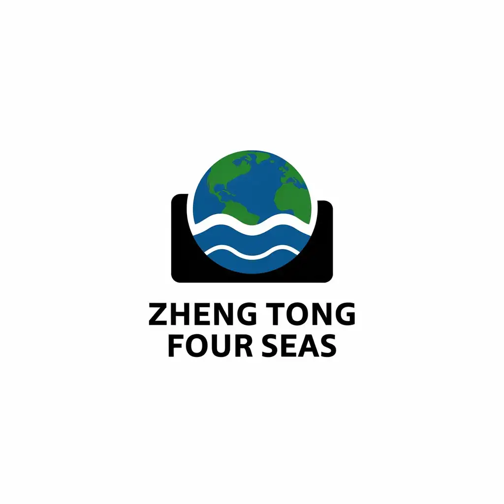 a vector logo design,with the text "Zheng tong four seas", main symbol:earth ocean certificate file,Minimalistic,be used in Legal industry,clear background