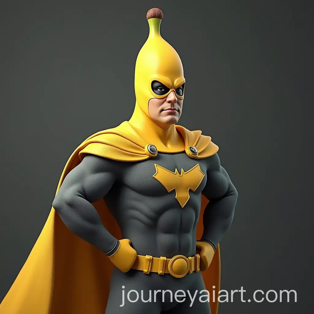 Superhero-with-Cape-and-Gray-Suit-Banana-Man-Character