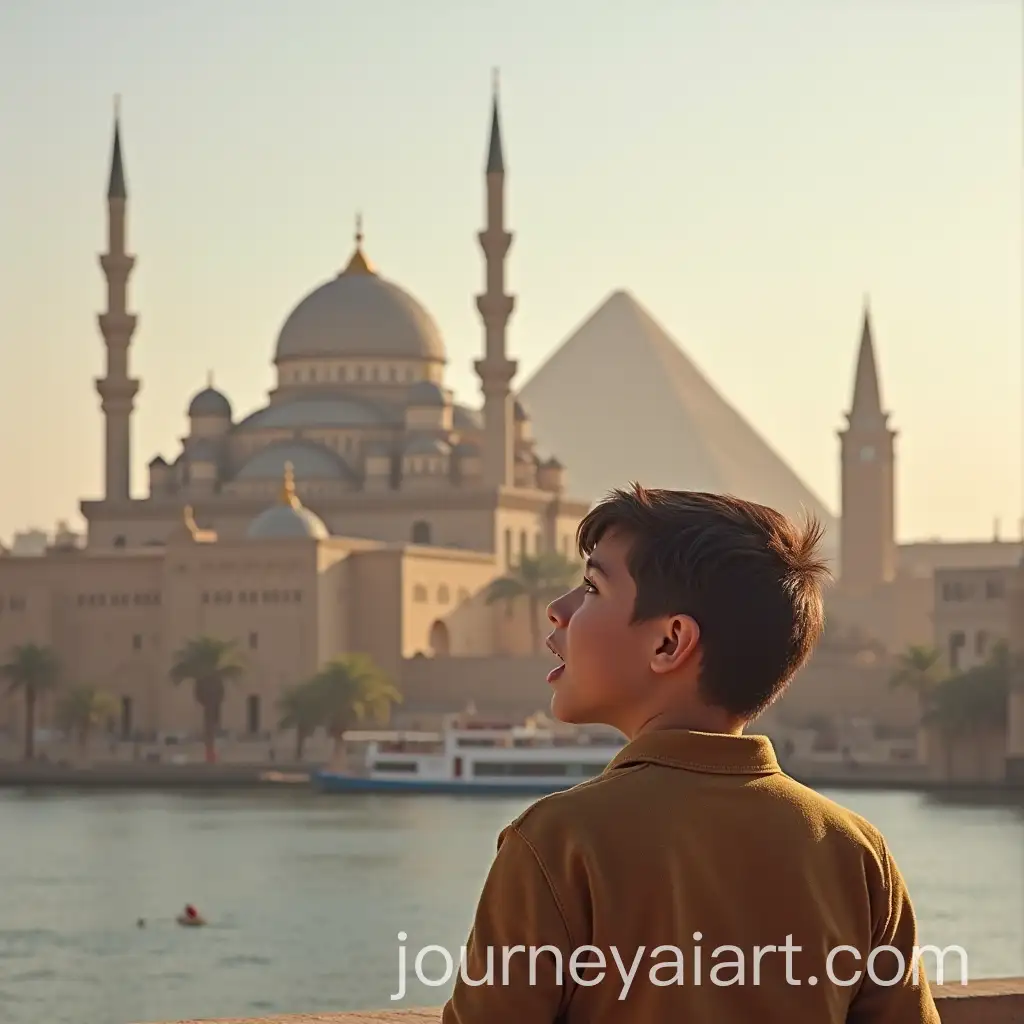 Handsome-Boy-Calling-God-in-Front-of-AlAzhar-Mosque-with-Iconic-Egyptian-Landmarks