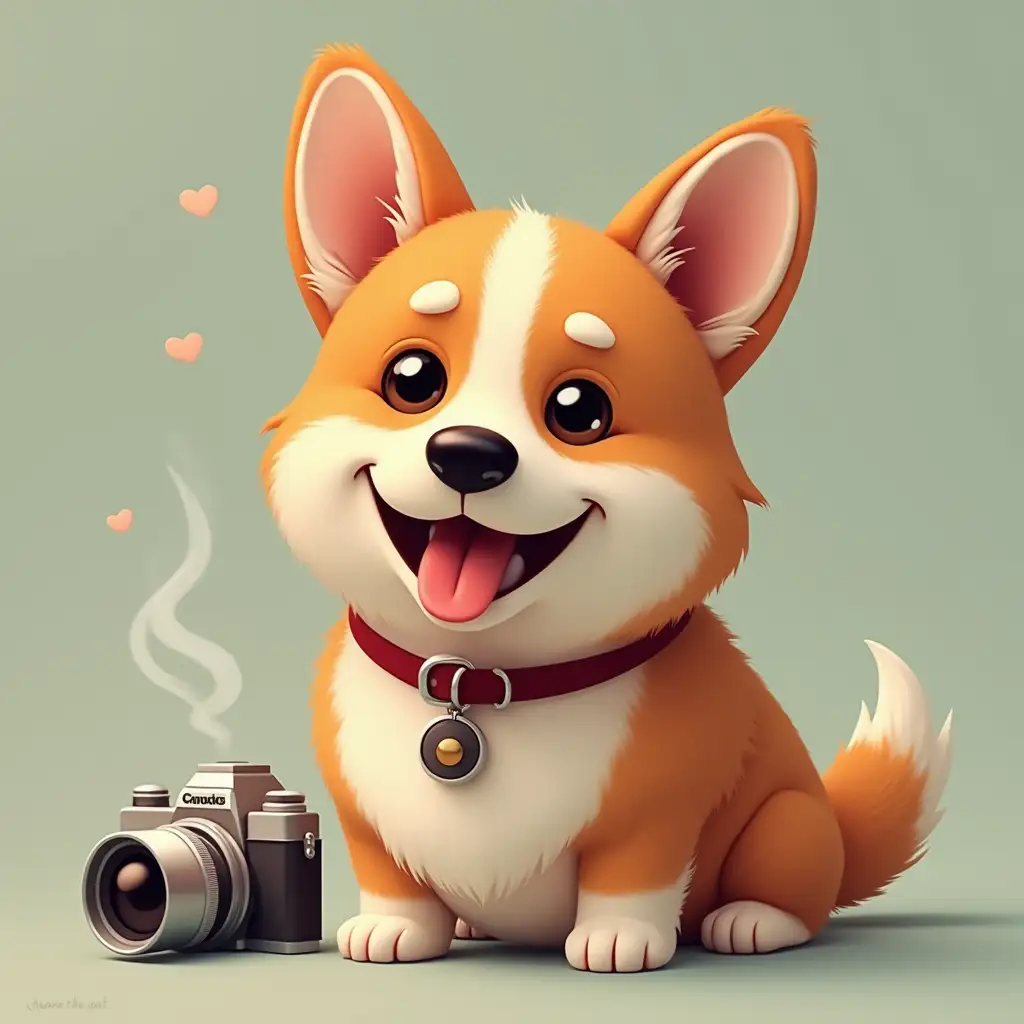 Camera, corgi coffee