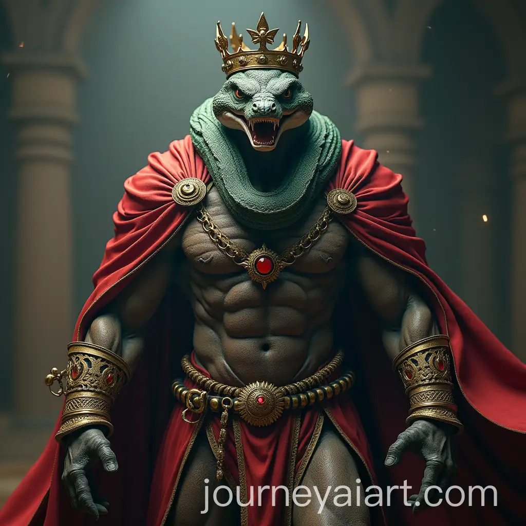 Giant-Humanoid-King-with-Snake-Head-and-Royal-Attire-in-Hyperrealistic-Detail