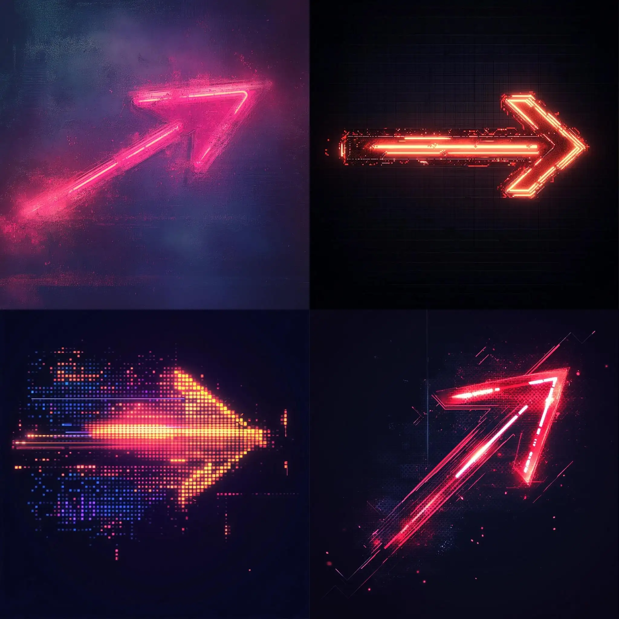 Pixel-Art-Neon-Pointer-Arrow-with-Vintage-Distressed-Look