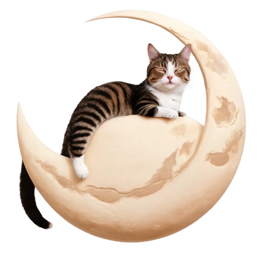 Cat-Sleeping-on-Moon-PNG-HighQuality-Image-for-Creative-Use