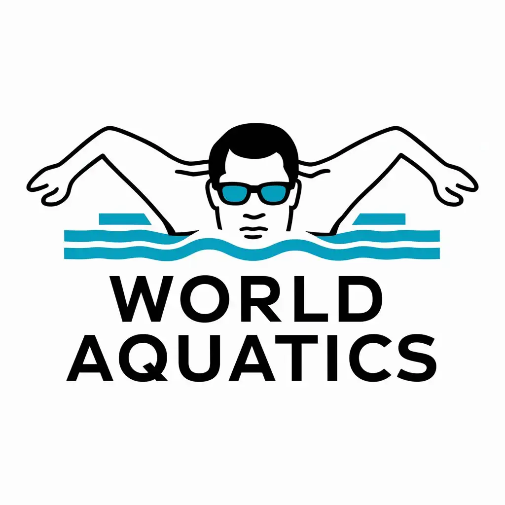 LOGO Design for World Aquatics Man Swimming with Swimming Goggles Moderate Style