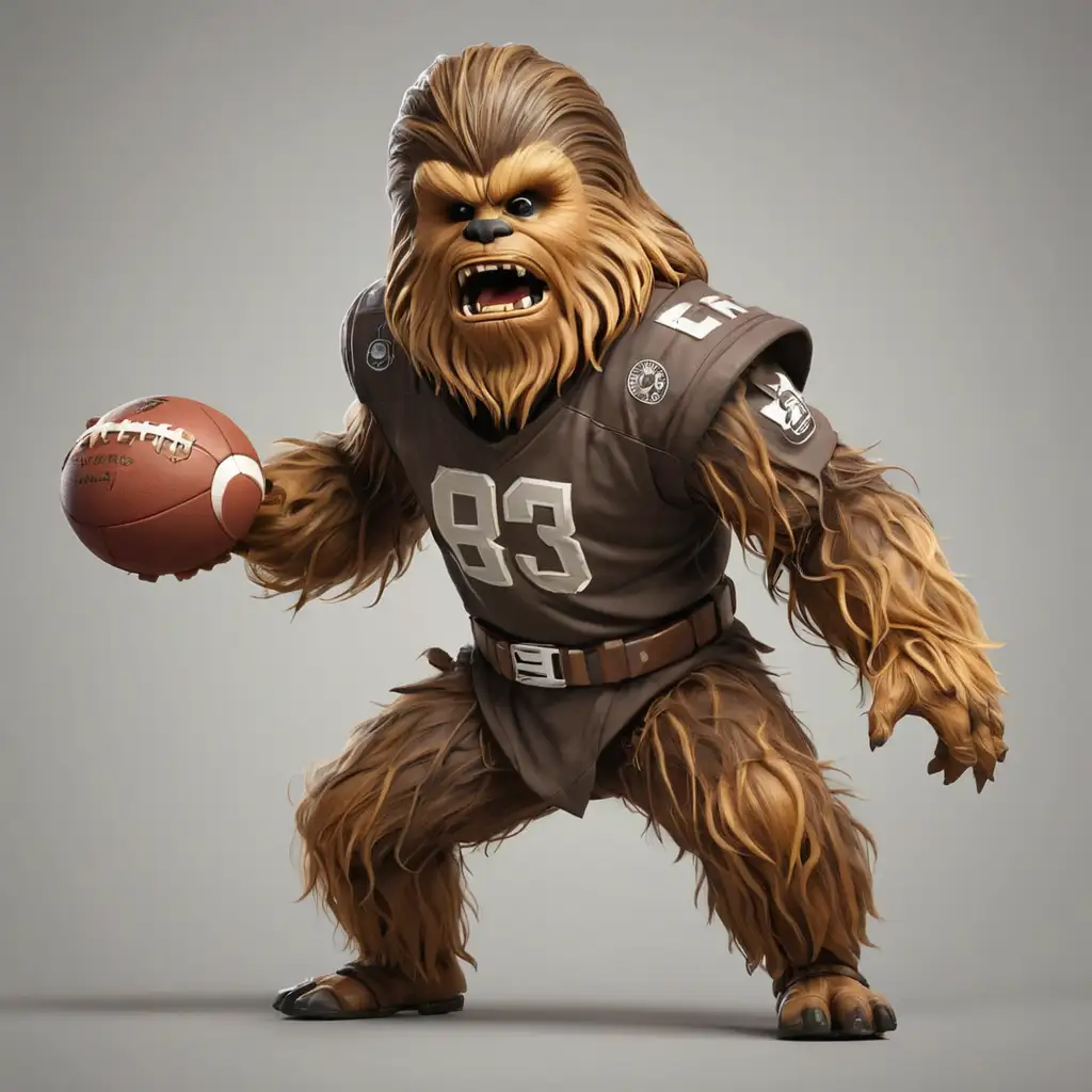 Wookiee Playing American Football Action Scene