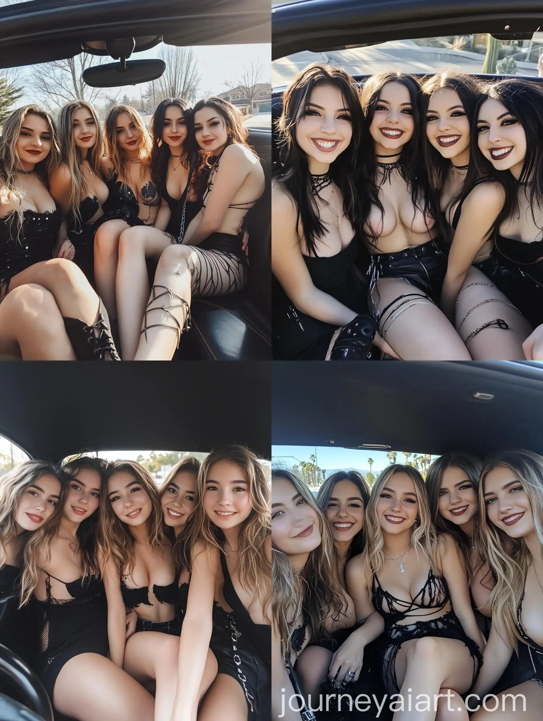 Five-Girls-in-Convertible-Car-Taking-Natural-Selfie