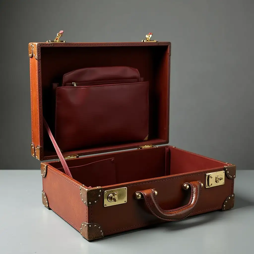 opened classic briefcase