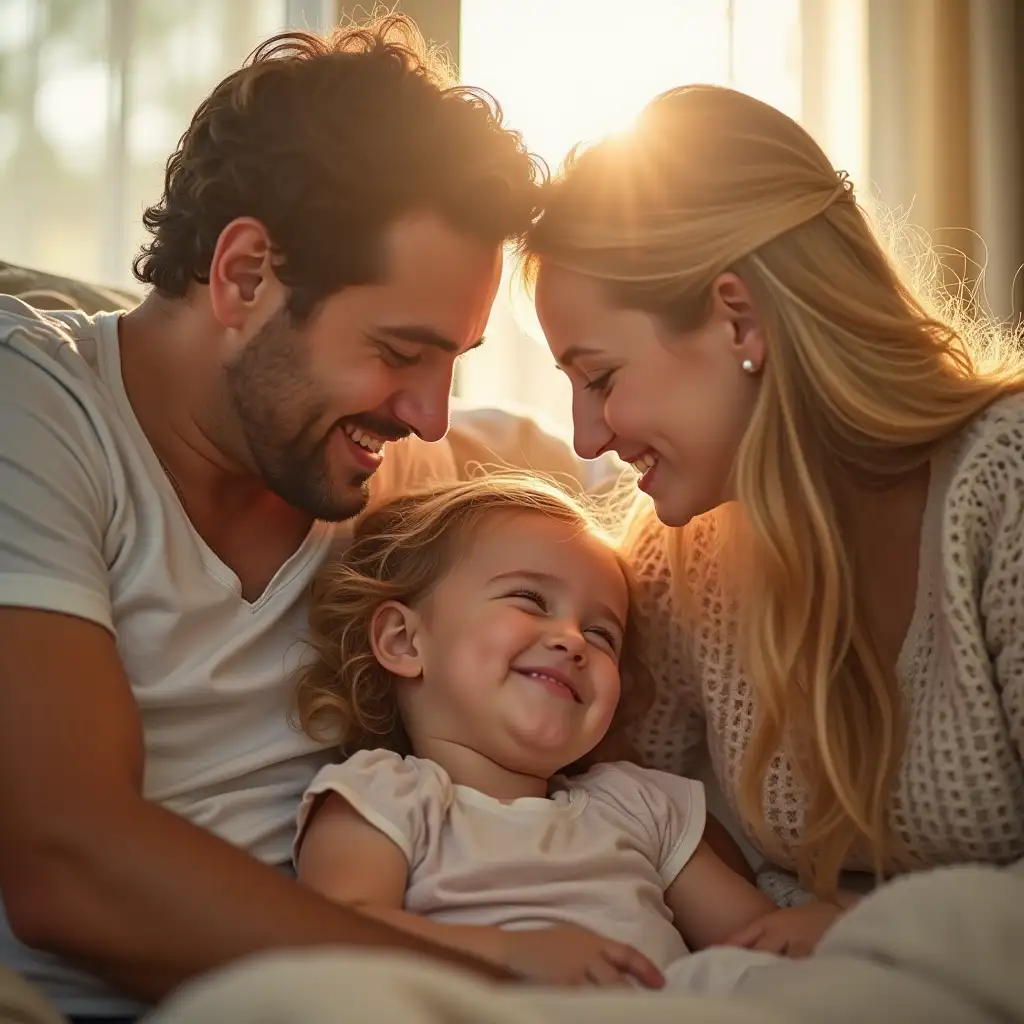 Beautiful Family Interacting Lovingly Outdoors