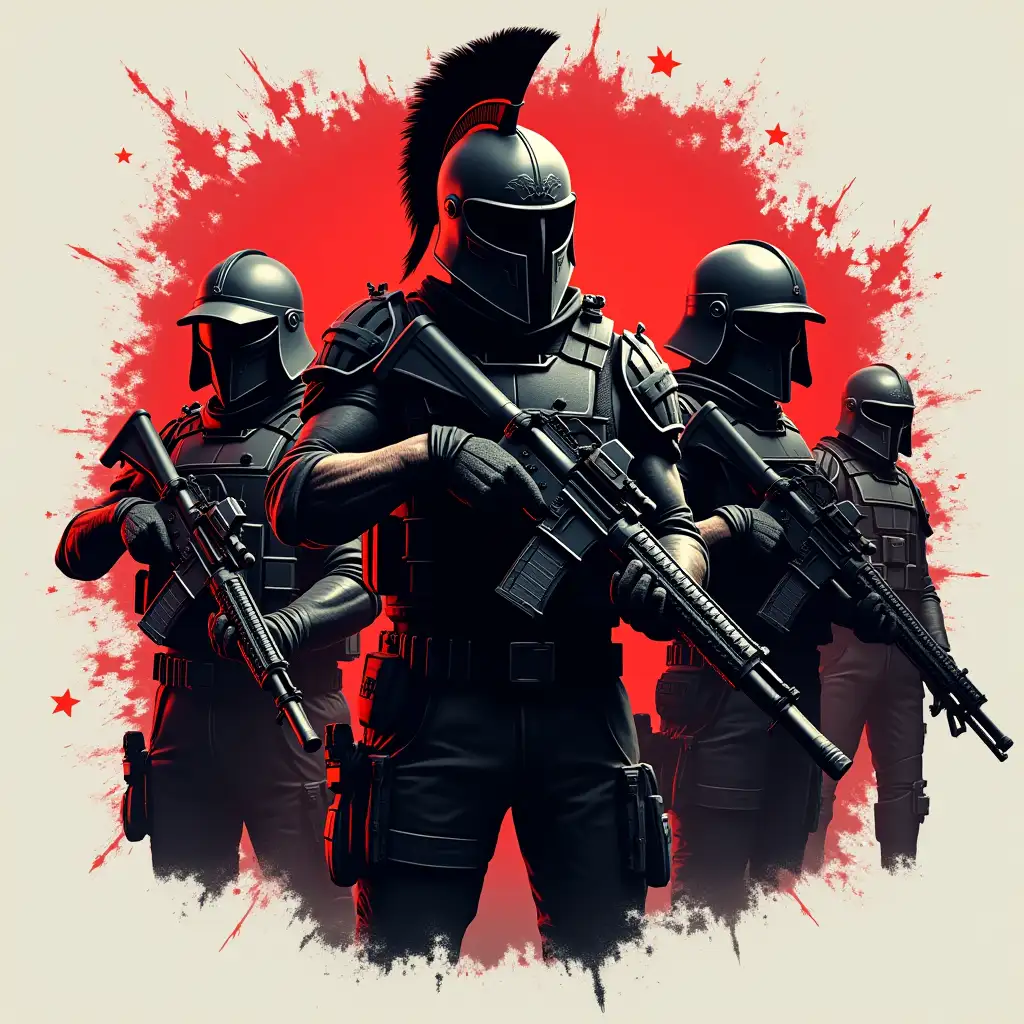 SpartanThemed-PVP-and-Survival-Video-Game-Logo-with-Firearms-and-Characters