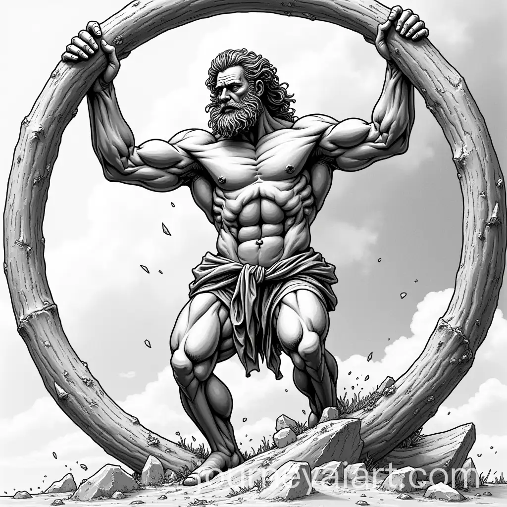 Giant-Atlas-Muscularly-Breaking-Earth-in-Black-Line-Art