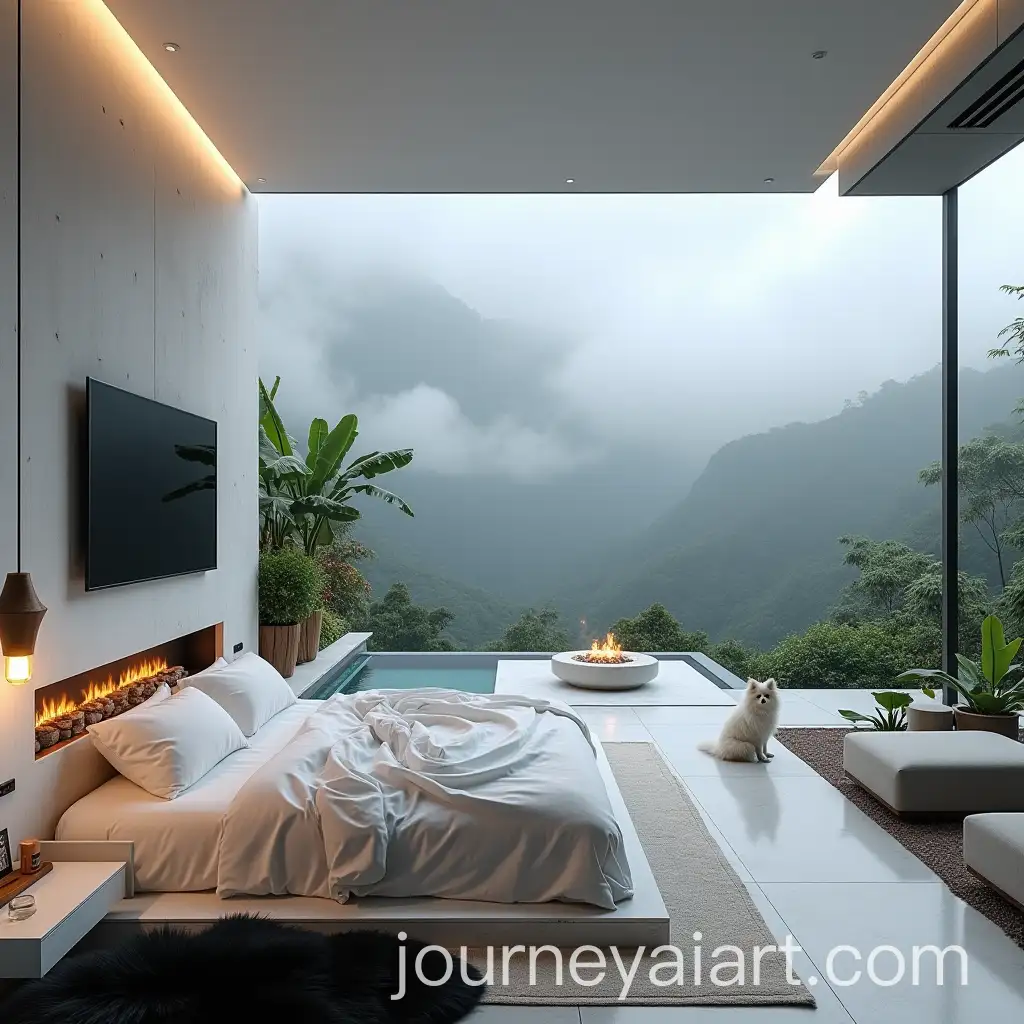 Modern-Minimalist-White-Bedroom-with-Pomeranian-Hot-Tub-and-Tropical-Cliff-View