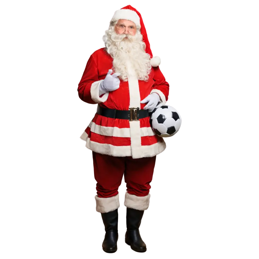 Santa-Claus-Plump-Real-and-Half-Bust-PNG-Holding-a-Soccer-Ball-Festive-Sports-Concept