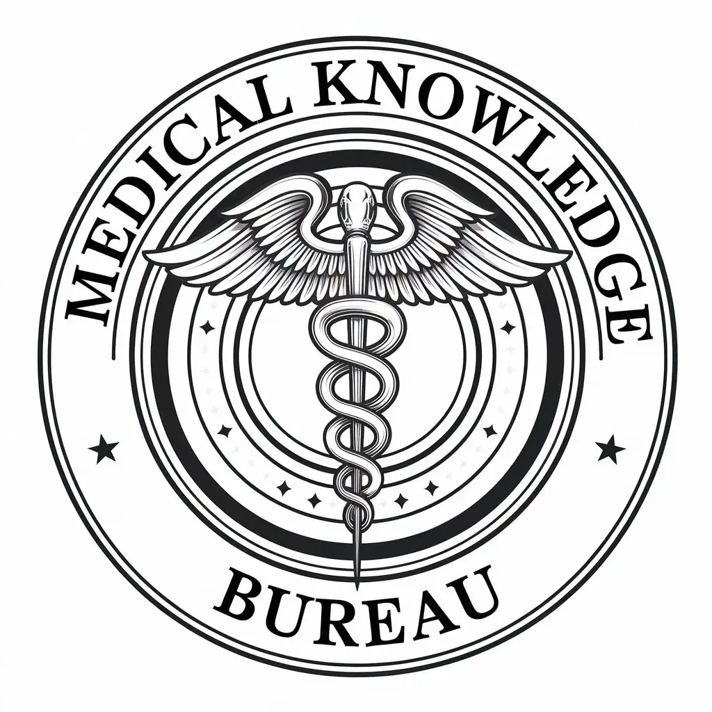 LOGO Design for Medical Knowledge Bureau Vector Logo with Snake Staff Symbol for Medical and Dental Industry