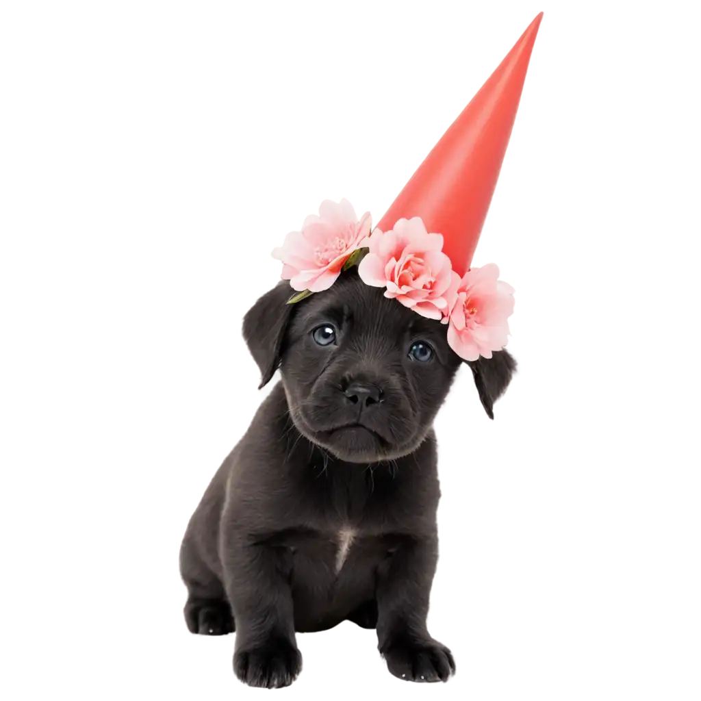 Adorable-Puppy-with-a-Flower-on-Its-Head-PNG-Image-Perfect-for-Creative-Projects