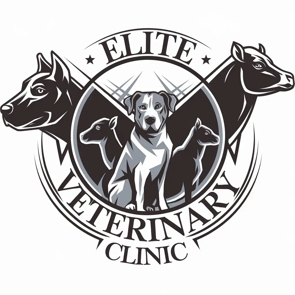 LOGO Design for Elite Veterinary Clinic Dog Cat Camel Cattle Treatment Symbol in Animals Pets Industry