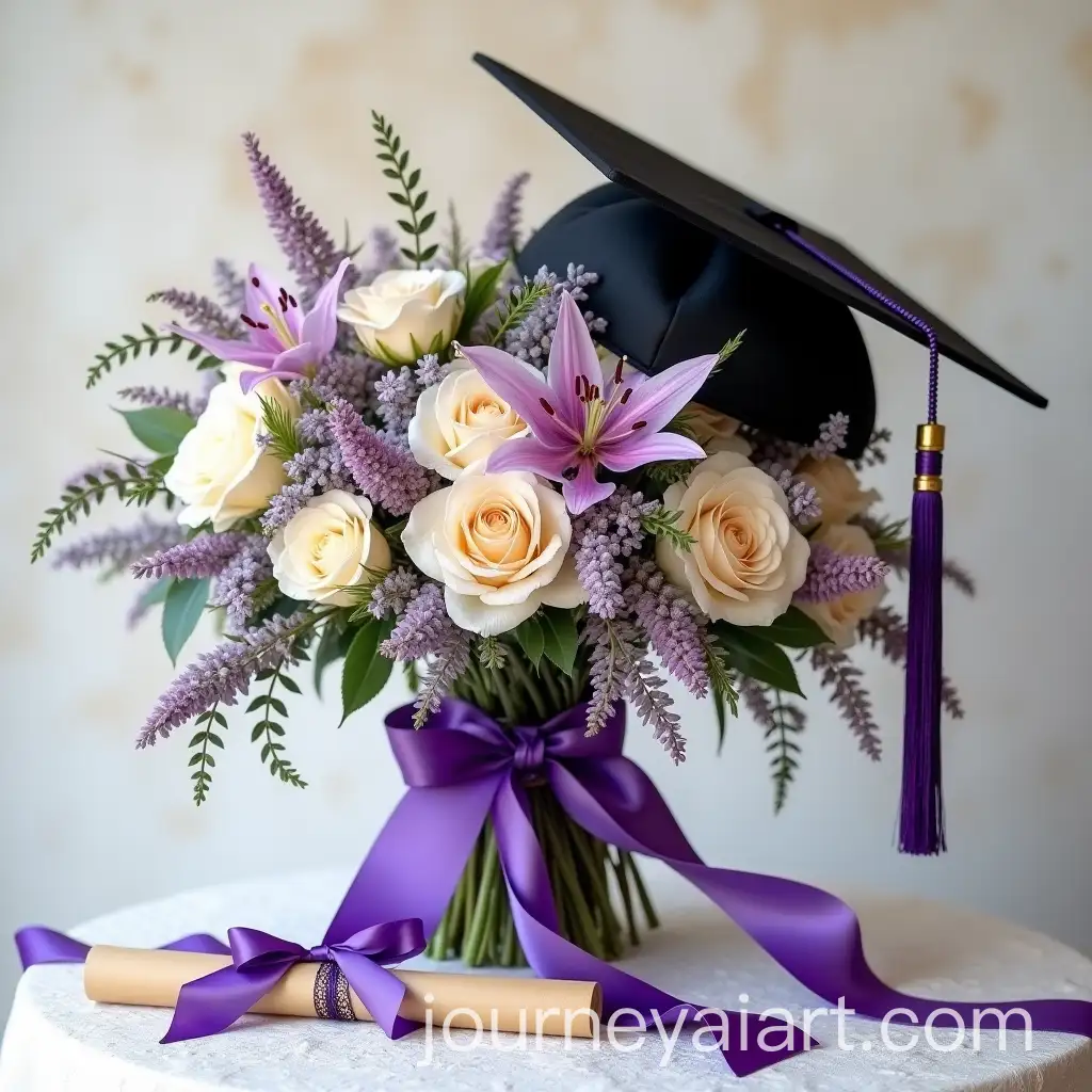 Lavish-Victorian-Graduation-Bouquet-with-BlackAI-Image-Prompt-Expansion-Cap-and-Purple-Tassel