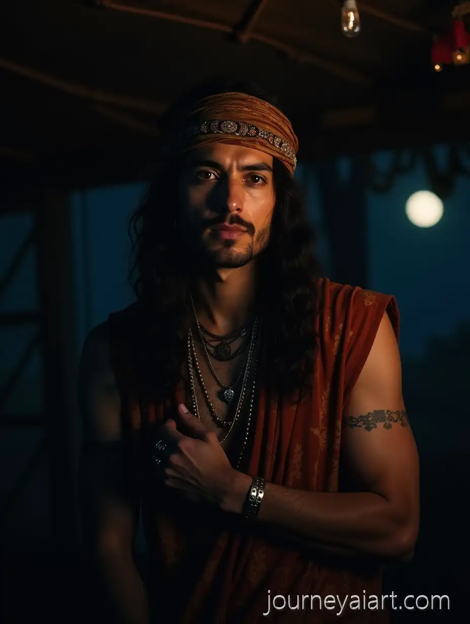 Mysterious-GyGypsy-Man-in-Caravanpsy-Man-in-Dimly-Lit-Caravan-at-Night