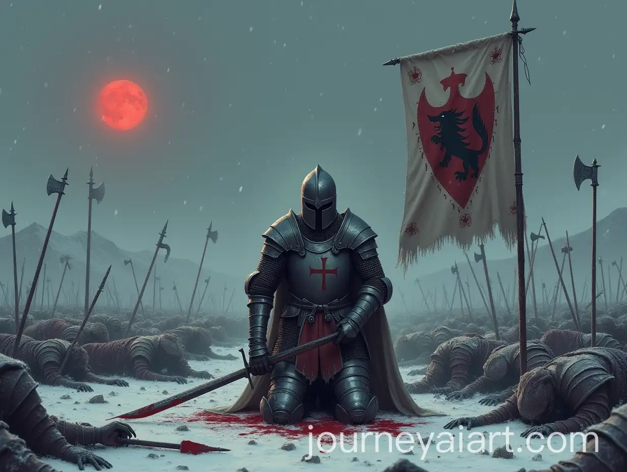 Desolate-Winter-Battlefield-Wounded-Knight-in-German-Armor