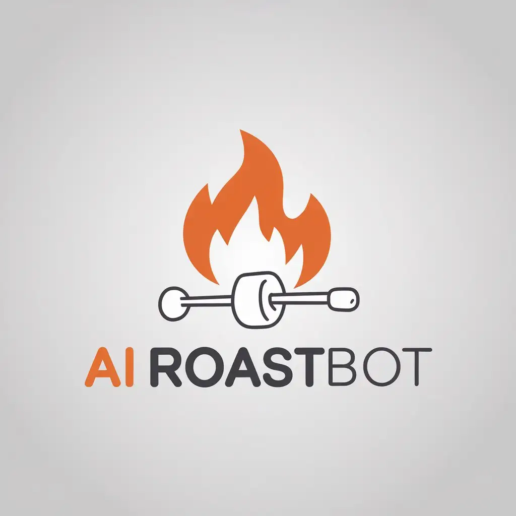 LOGO Design for AI RoastBot Minimalistic Flame Roasting Marshmallow Symbol