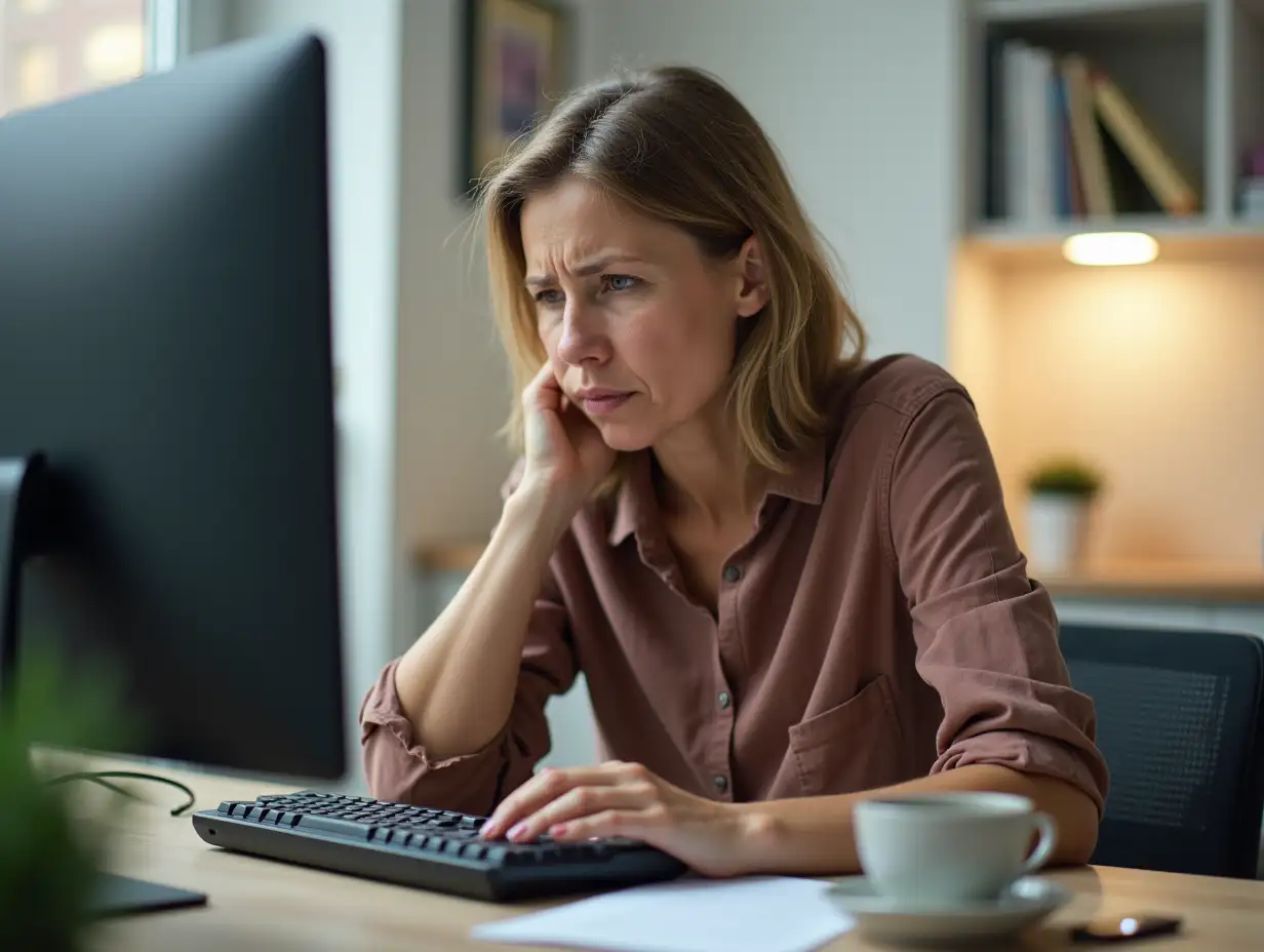 MiddleAged-Woman-Working-at-Computer-Looking-Tired