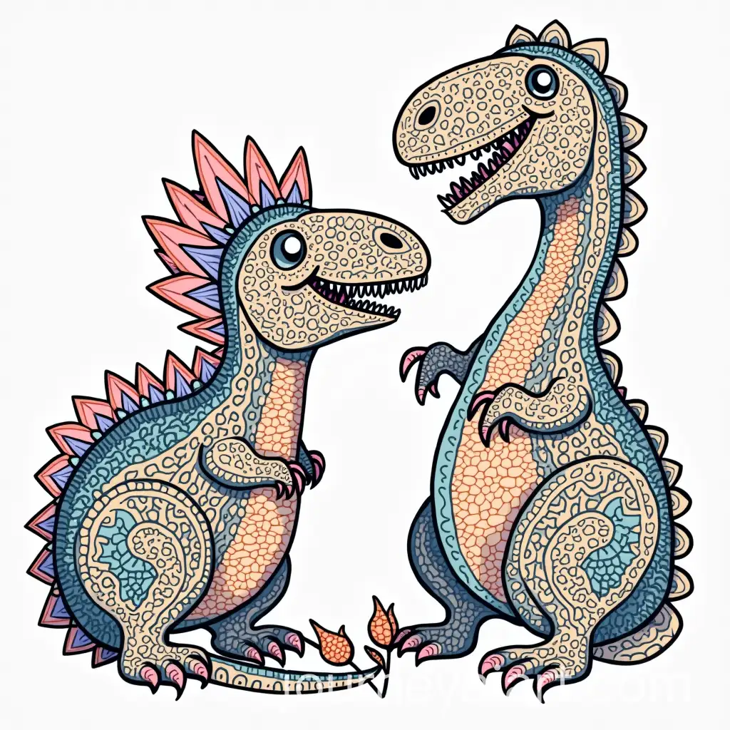 Colorful-Mandala-Designs-Featuring-Childrens-Dinosaurs