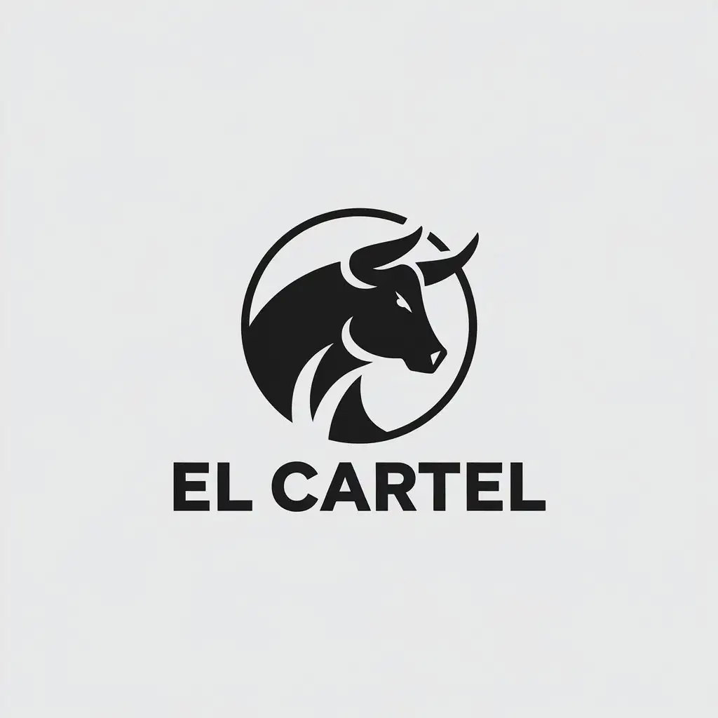 LOGO Design for EL CARTEL Bulls Head in a Circle Minimalistic Style with Clear Background