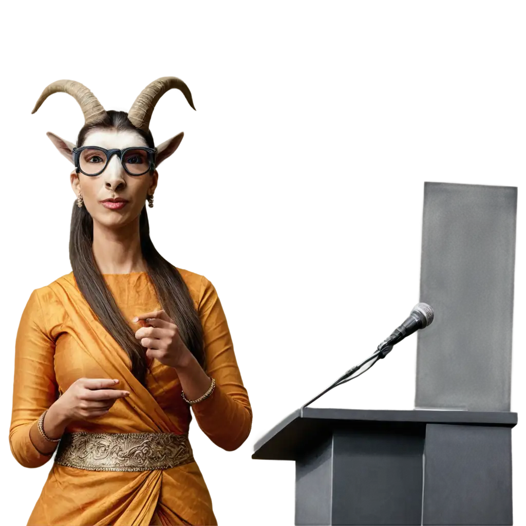 Captivating-PNG-Image-Confident-Goat-Lecturing-in-Sari-and-Goggles