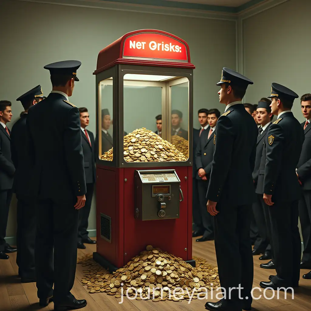 Dystopian-Coin-Pusher-Machine-with-People-as-Piles-Instead-of-Coins