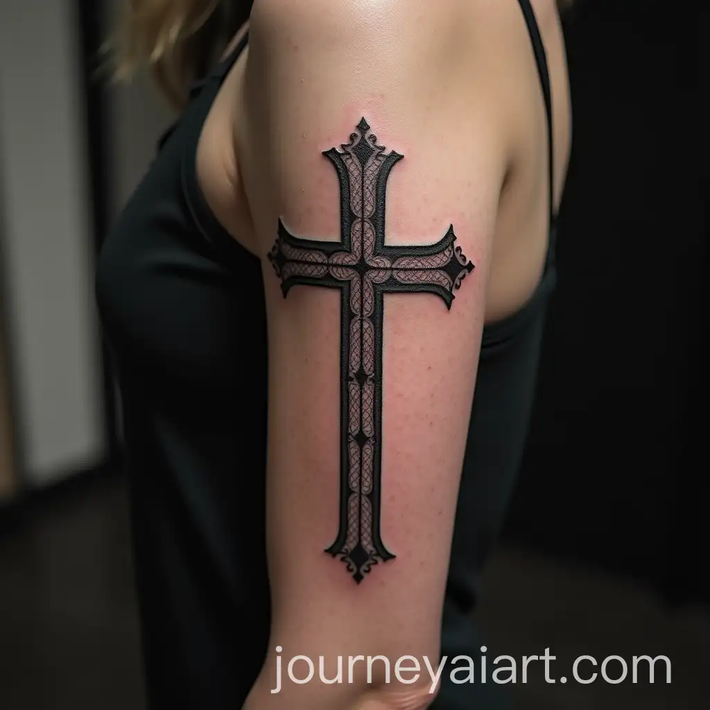 Black-Cross-Tattoo-Sleeve-for-Left-Arm