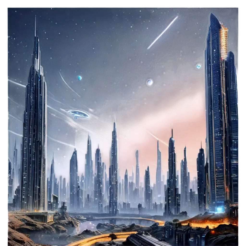 Futuristic-Alien-Cityscape-PNG-Glowing-Skyscrapers-on-an-Alien-Planet