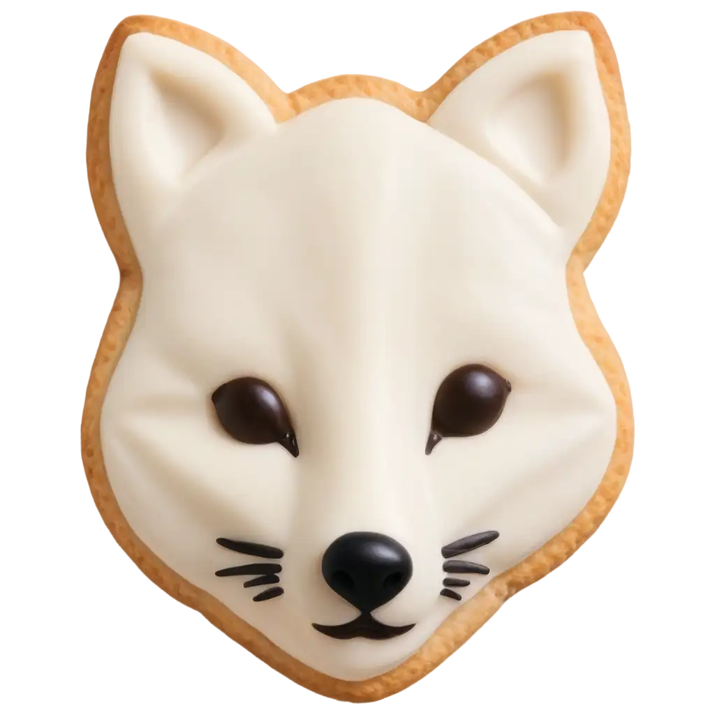 Create-a-PNG-Image-of-a-Cute-White-Fox-Head-Shaped-Cookie-Treat