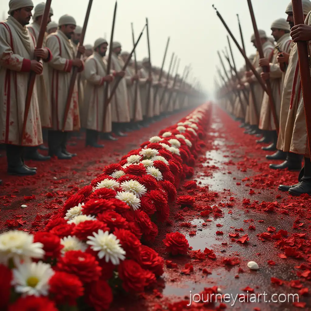 Karbala-Muharram-ReflectionKarbala-Aftermath-Muharram-Reflection-with-Red-and-White-Flowers